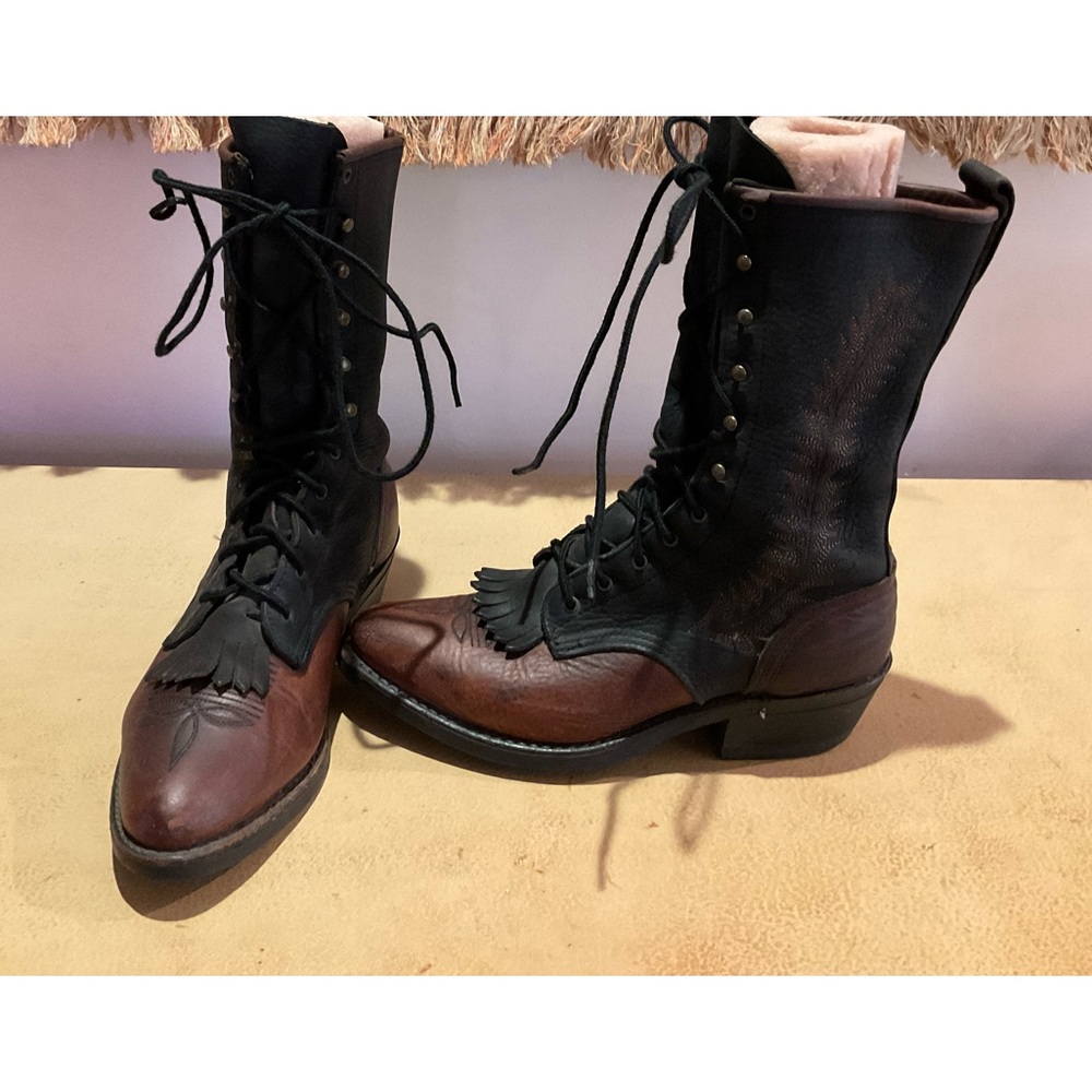 Beautiful Vintage Lace Up Kiltie Western Boots Size 7